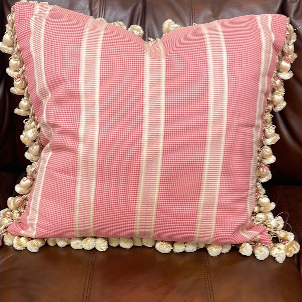 Custom made 20 x 20 zippered pillow with tassel trim